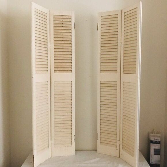 Pair Window Shutters 54" H X 18" W  Colonial Wood  Louver Plantation White - Picture 5 of 8